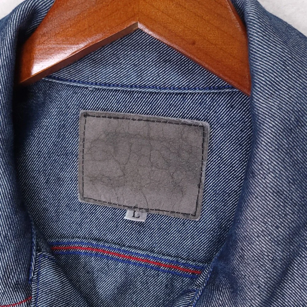 Vintage Guess USA American Tradition Denim Jacket Blue Contrast‎ Stitch Mens L